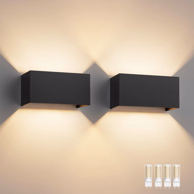 Set di 2 applique a LED, attacco G9, regolabili, grado di protezione IP54, colore nero, 18 W, 3000 K