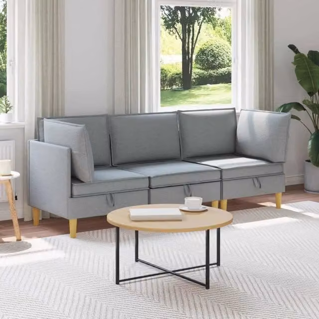 Set di divani modulari con spazio di archiviazione 3 pz Tessuto 3413673