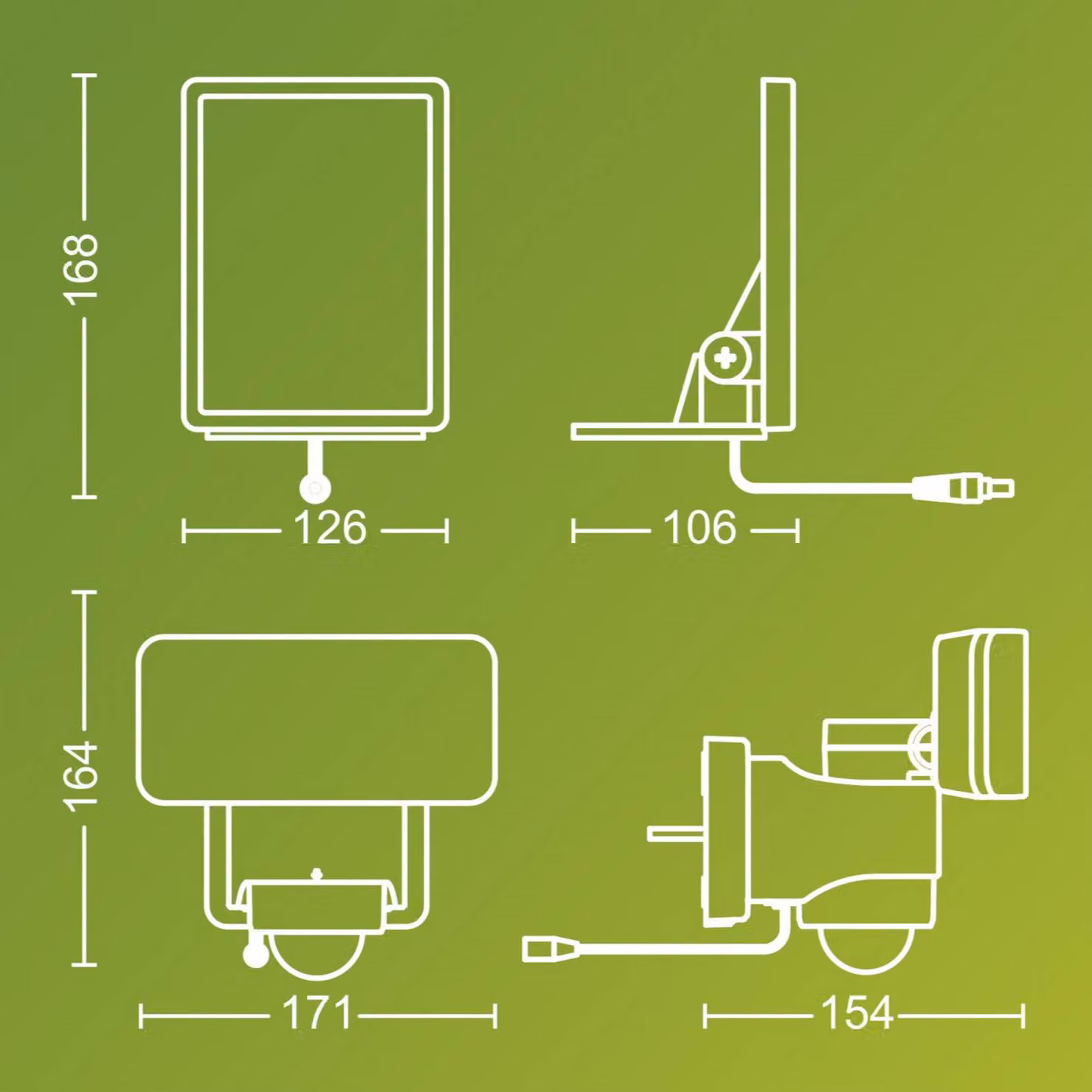 Philips Faretto da esterno a LED Tylus, bianco, 3.000 K, sensore Tylus, Bianco / Opale, Plastica, Lampada solare da esterni