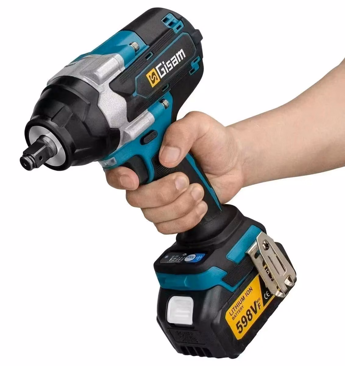 Avvitatore a impatto - Batteria da 18 V - 1800 Nm - Attacco quadrato da 1,27 cm - Motore brushless - 7000 giri/min - 1 batteria + valigetta in plastica - Argento