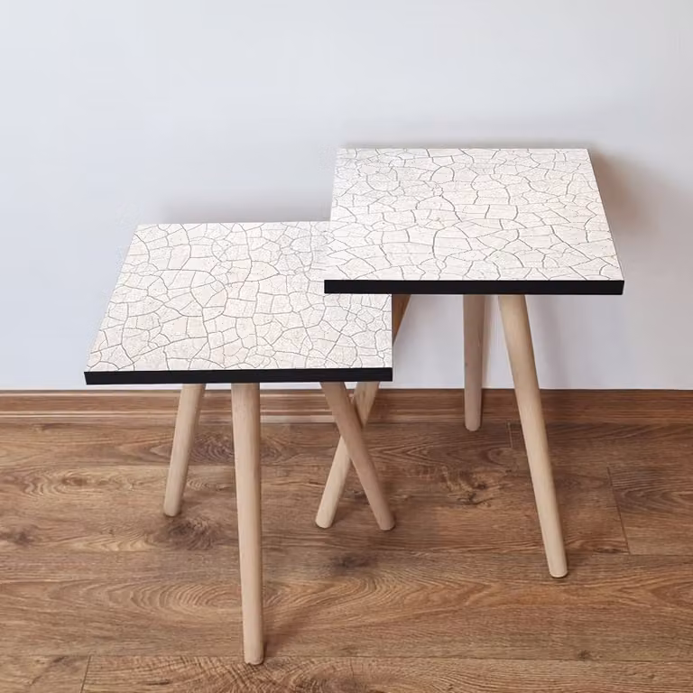 Skye Decor, 2Shp221 - Bianco, Set di tavolini (2 pezzi), Bianco, 100% MDF, 35 x 35 x 47 cm