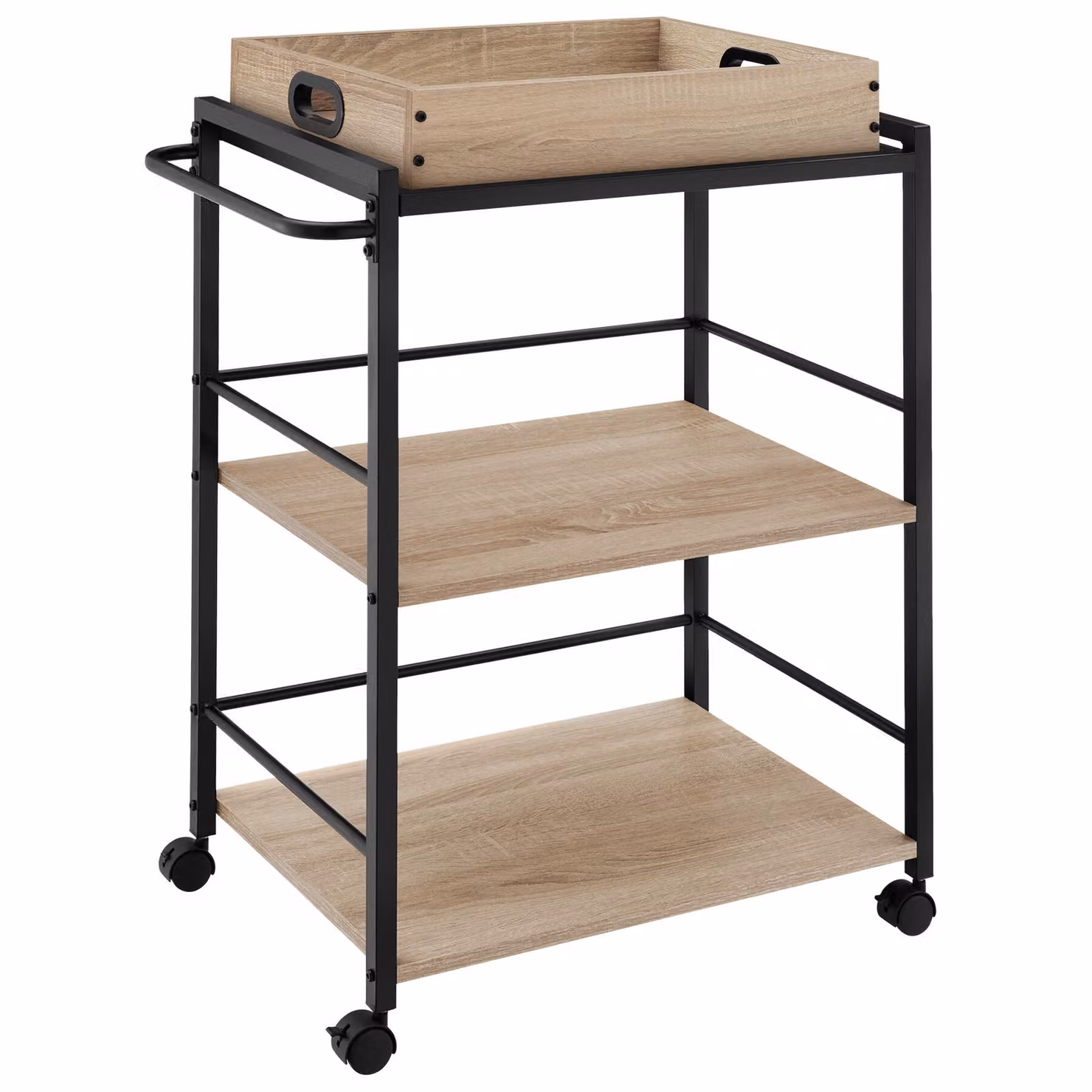 Carrello portavivande Worcester tectake in stile industriale con finitura rovere e metallo, L: 65 cm, P: 41,5 cm, H: 87 cm – 4