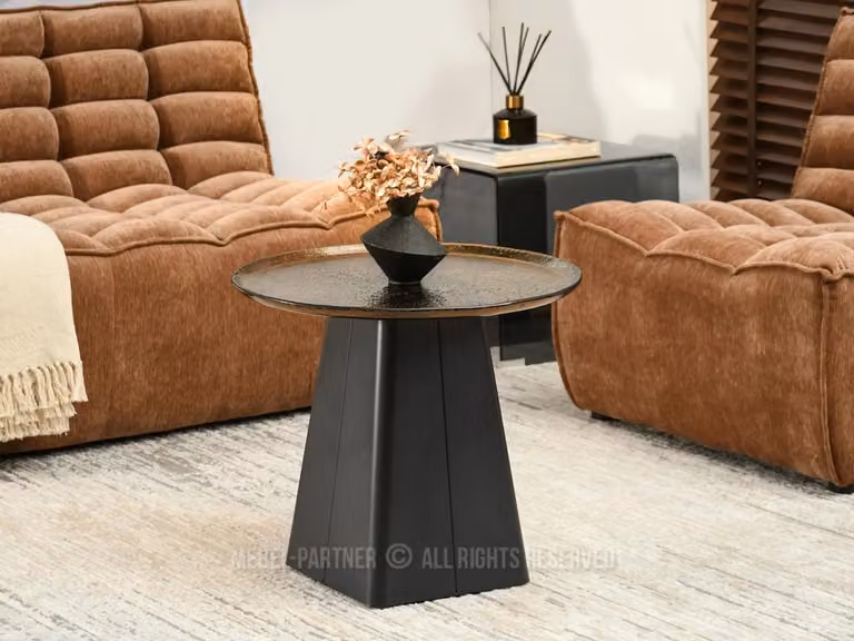 Tavolino da caffè di design HAPR - bronzo, vetro / nero