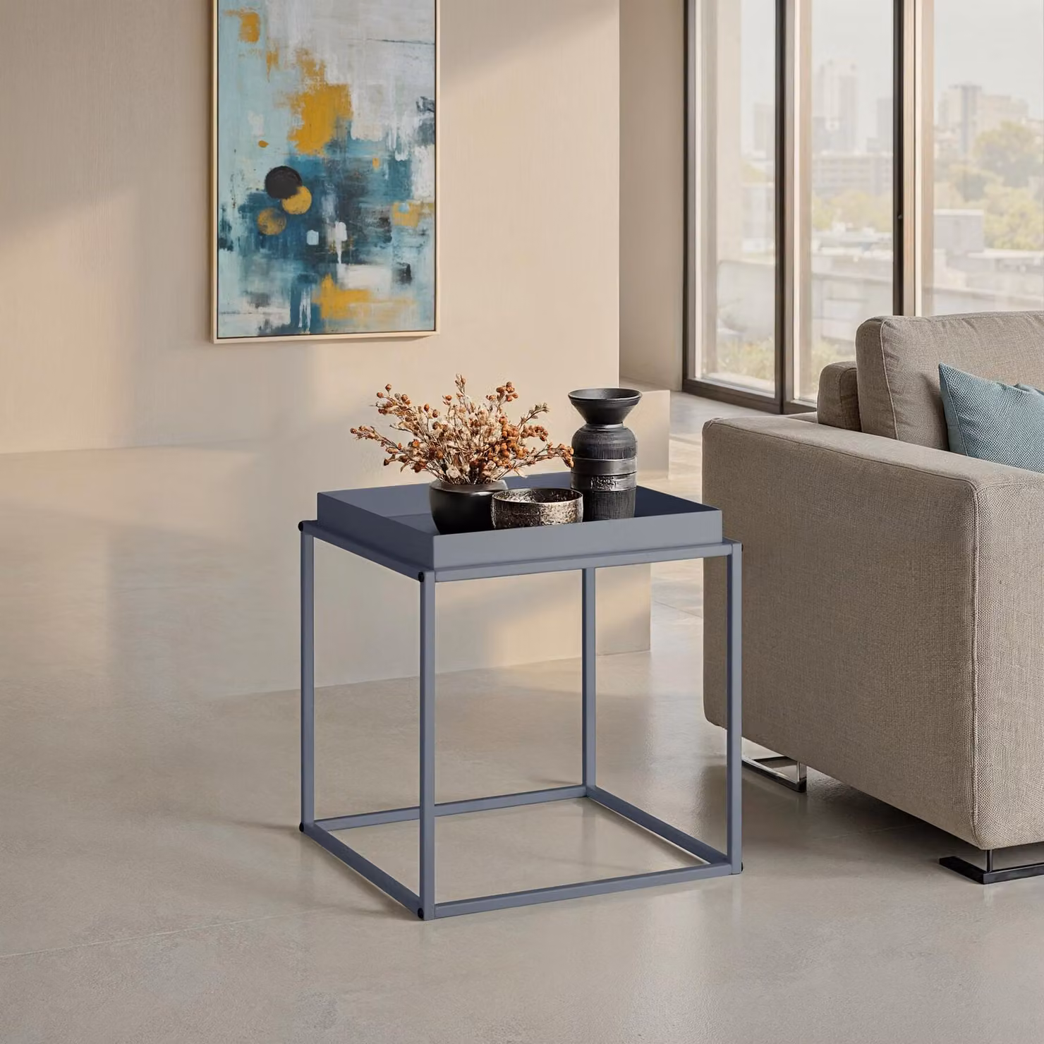 Tavolino Cambridge tectake grigio scuro L/P/H: 40 x 40 x 44 cm – 2