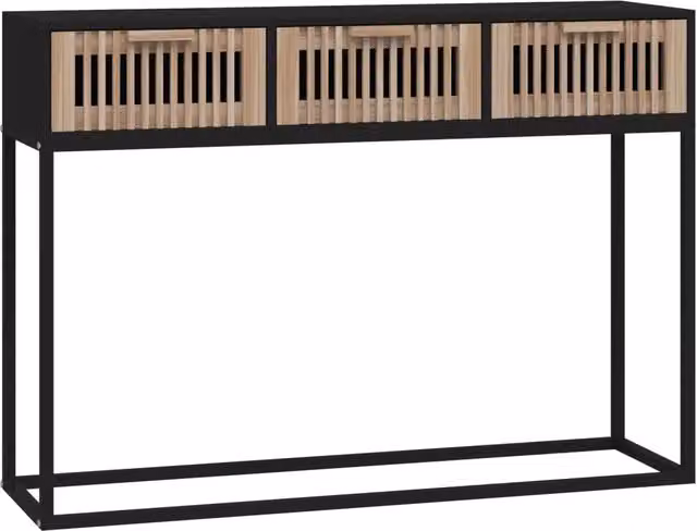 Tavolino Consolle Design in Stile Scandinavo Nero in Legno di Pino e Metallo L/P/H: 105 x 30 x 75 cm – 1