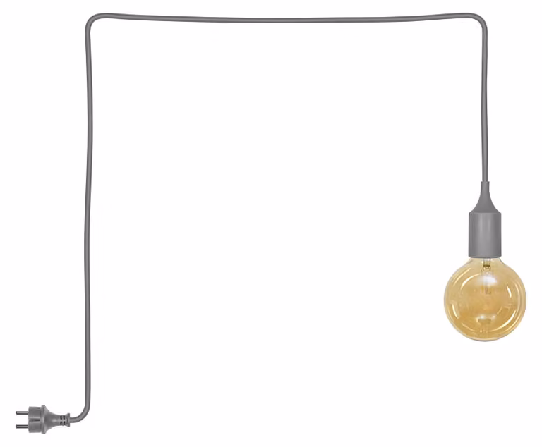Lampada a sospensione esterna OSRAM, grigia, diametro 4,5 cm, lunghezza del cavo 5 metri, luce calda e confortevole, 2400 K, silicone, attacco E27, LED sostituibili, angolo di illuminazione di 300°