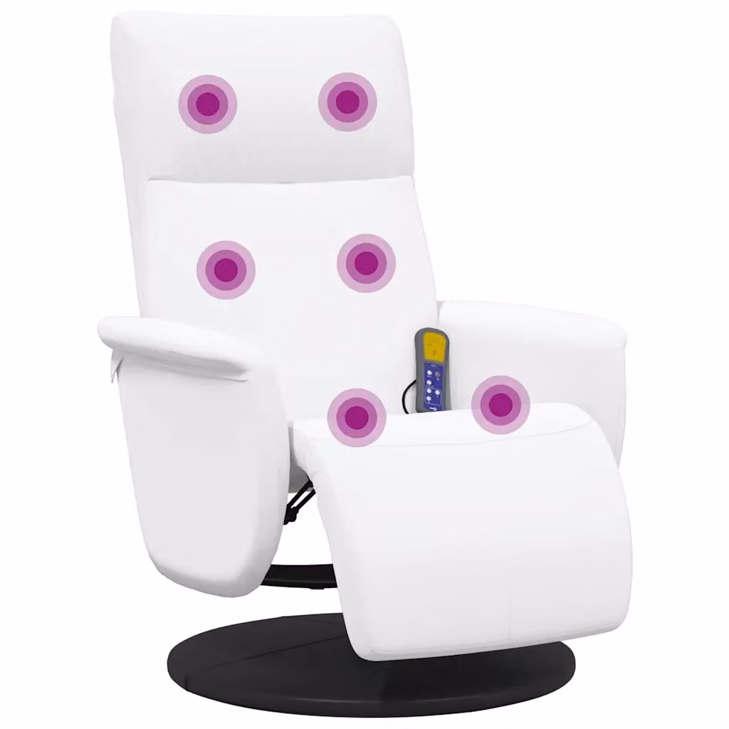 Poltrona Reclinabile Relax vidaXL in Similpelle Bianca con Poggiapiedi e Rotazione 360 Gradi – 2