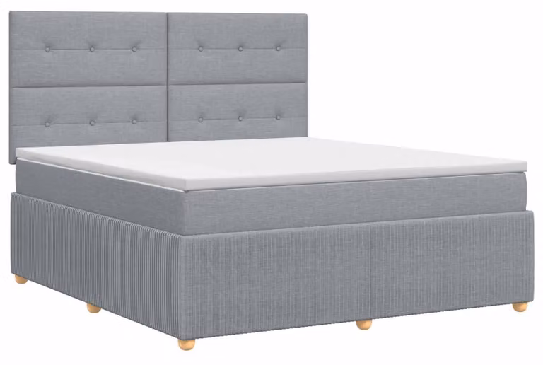 Letto a molle con materasso grigio chiaro 180 x 200 cm in tessuto