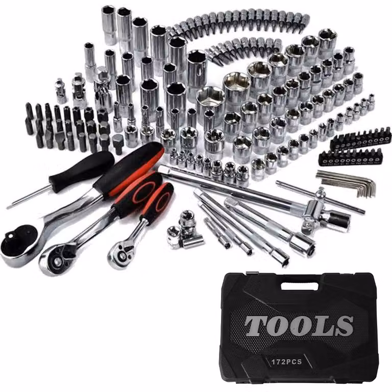 Set di chiavi a bussola da 227 pezzi - Set di utensili - Acciaio al carbonio - Custodia in plastica nera