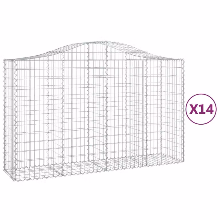 Cesti Gabbioni ad Arco 14 pz 200x50x120/140 cm Ferro Zincato