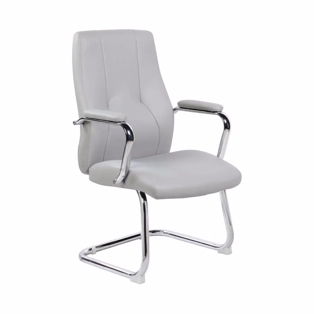 Sedia da ufficio Lucana DMORA con braccioli in ecopelle grigia, seduta ergonomica per sala d'attesa o home office, L: 61 cm, H: 101 cm – 2