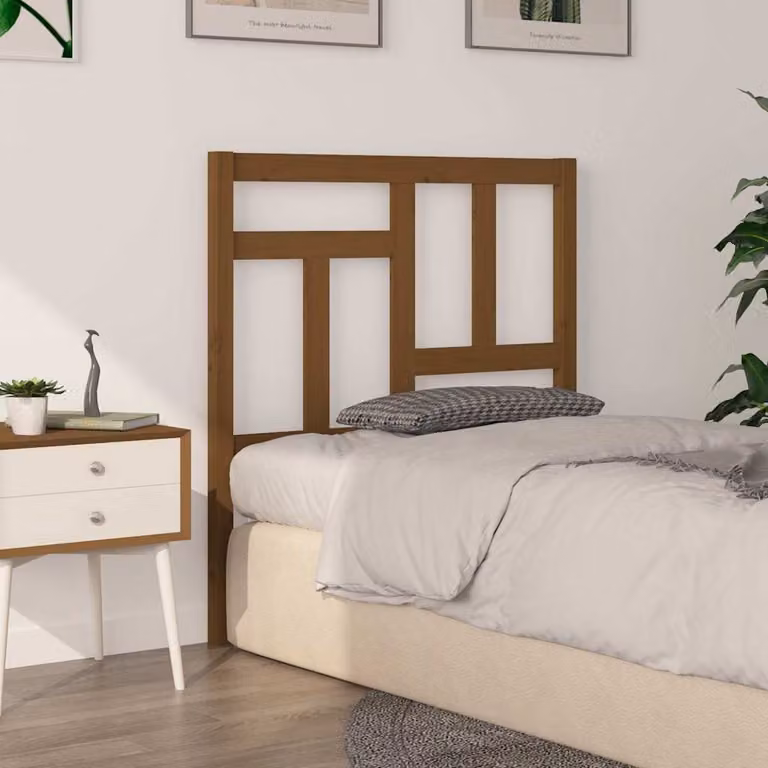 Testiera per letto vidaXL in legno massello di pino, colore ambra, L 80,5 cm x P 4 cm x H 100 cm