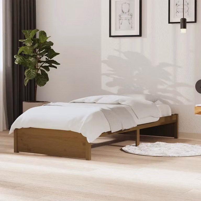 Giroletto Single vidaXL in Legno di Pino Massello, Colore Ambra/Marrone, L/P/H: 90 x 190 x 31 cm