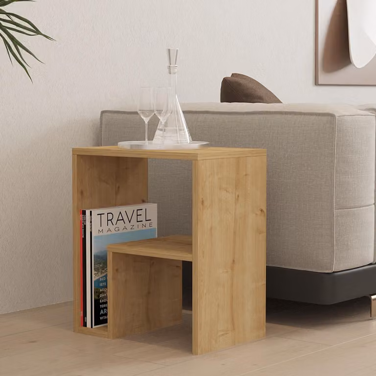 Vocca - Tavolino da Salotto, 45x30x52h cm Marrone Rovere, 2 Vani
