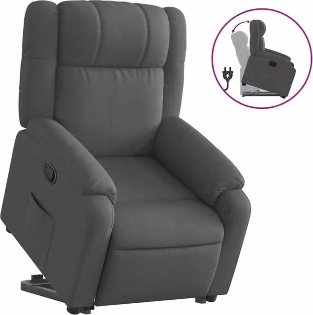 Poltrona | Sedia Relax Alzapersona Reclinabile Grigio Scuro in Tessuto