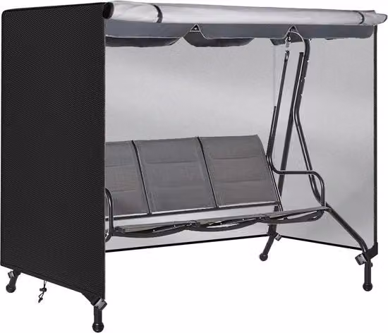 Cuscino per sedia a dondolo, impermeabile, copri sedia a dondolo, impermeabile, copri sedia a dondolo con corda di tiraggio e ganci regolabili, 420D stoffa Oxford (180 x 125 x 160 cm, nero)
