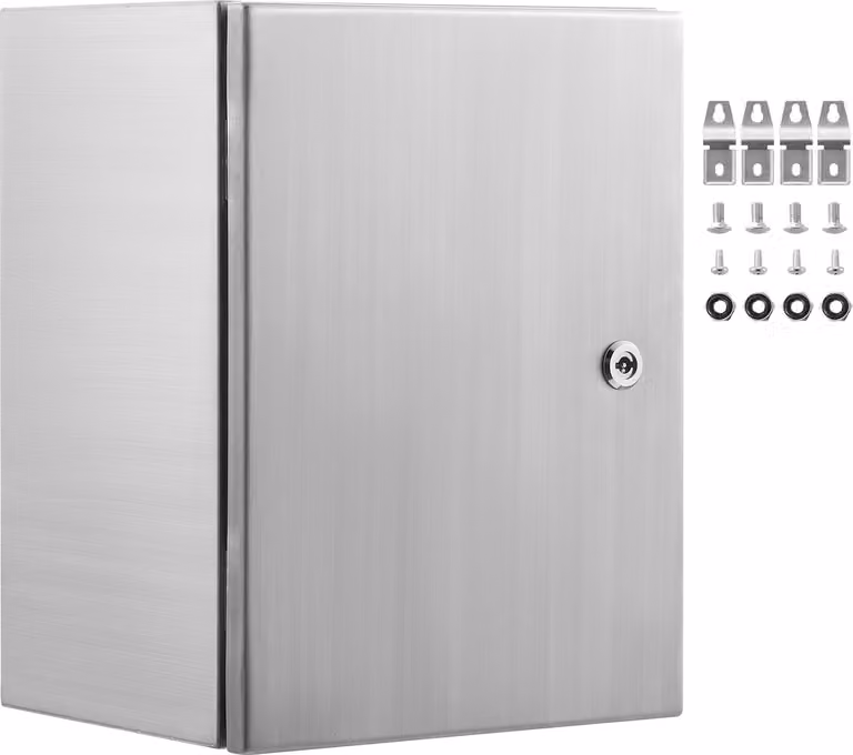 SucceBuy scatola per interruttori in acciaio, 16 x 12 x 6 pollici, scatola per interruttori in acciaio inox 304, custodia a muro per apparecchiature elettriche ed elettroniche da esterno