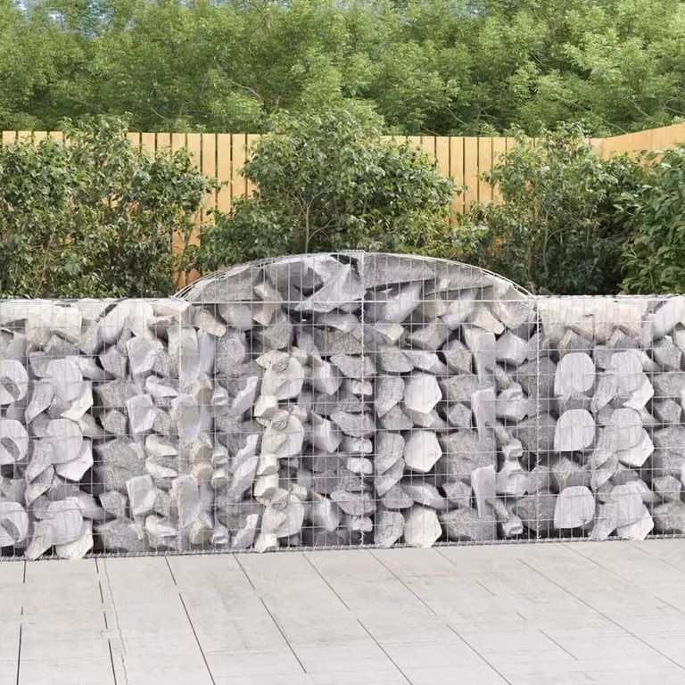 Set di 9 Cesti Gabbioni ad Arco vidaXL in Acciaio Zincato Grigio L: 300 cm, P: 50 cm, H: 100-120 cm
