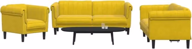 Set di Divani 3 pz Giallo in Velluto 3209215