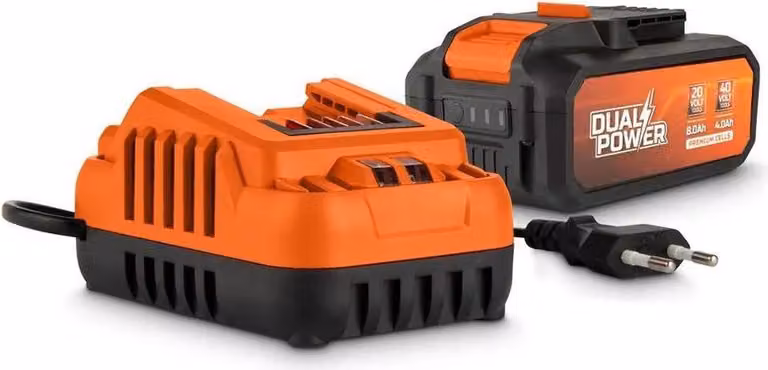Caricabatterie e batteria Powerplus 2x20 V 5,0/2,5 Ah, arancione Arancione, taglia unica