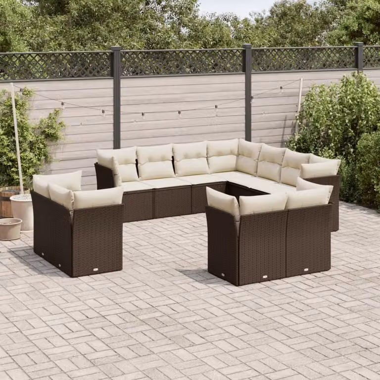 Maison Exclusive - Set Divani da Giardino 11 pz con Cuscini Polyrattan Marrone
