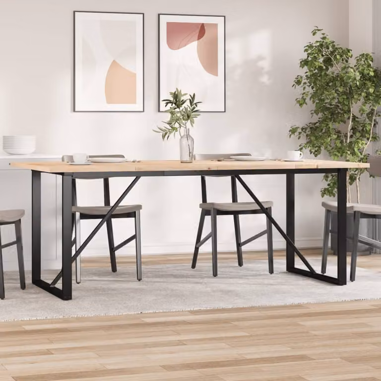 vidaXL Tavolo da Pranzo Rettangolare in Legno di Pino e Acciaio, Stile Rustico, Marrone, L: 200 cm, P: 100 cm, H: 75,5 cm