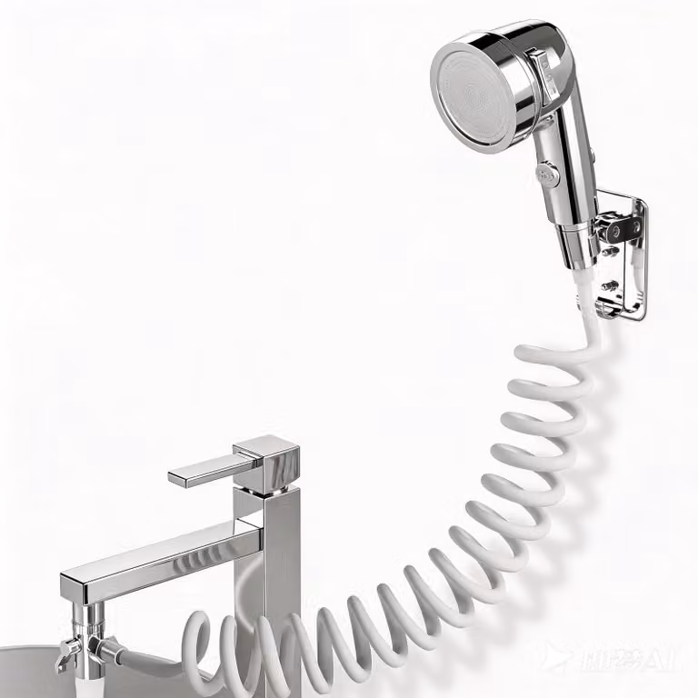 Omgoods - Doccetta per lavabo con tubo in gomma 3M e supporto