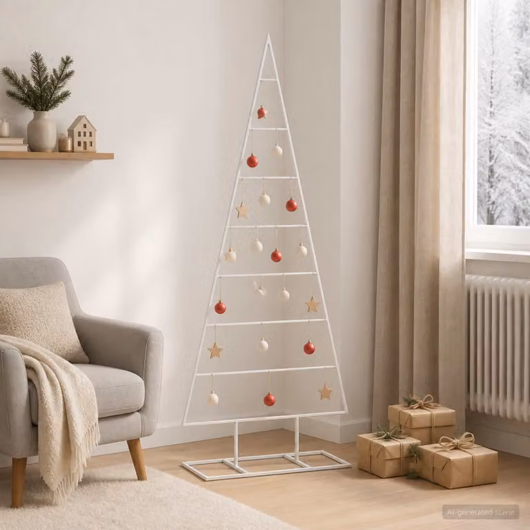 Albero di Natale da tavolo vidaXL KUOPIO in metallo, oro e bianco, Altezza: 125 cm