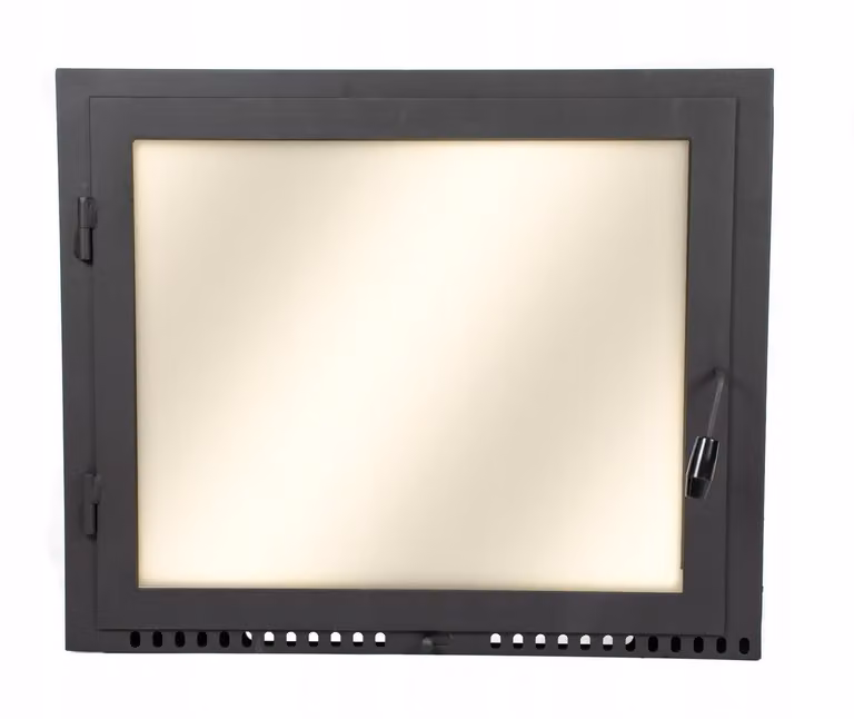 Porta forno pizza 62x52 cm | Vetro resistente al calore | Acciaio senza flangia | Cerniere a sinistra, 620x520 mm