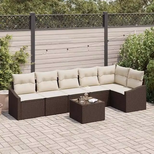 Set di divani 7 pz Marrone polyrattan 3346748