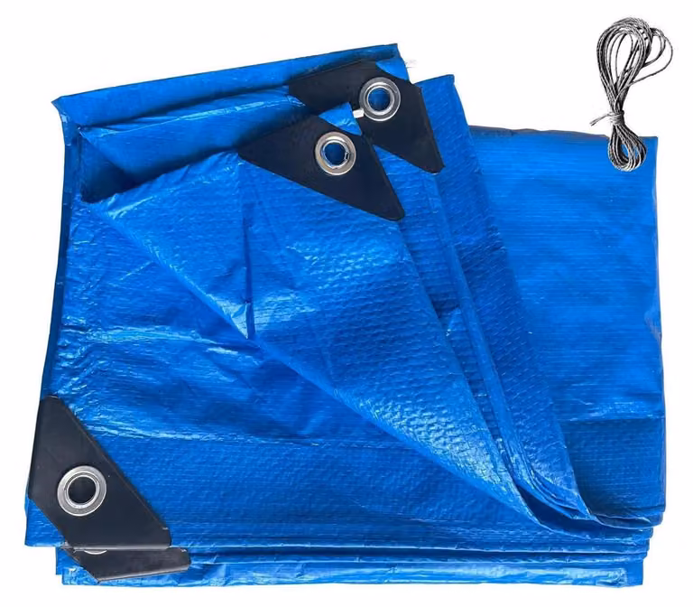 Telo in tessuto, 140 g/m², colore blu, dimensioni 2m x 3m, con occhielli, impermeabile, resistente alla lacerazione, resistente ai raggi UV