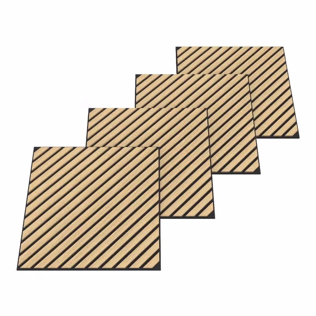Set di 8 pannelli acustici con doghe diagonali effetto rovere marrone, superficie totale 2,88 m² – 2