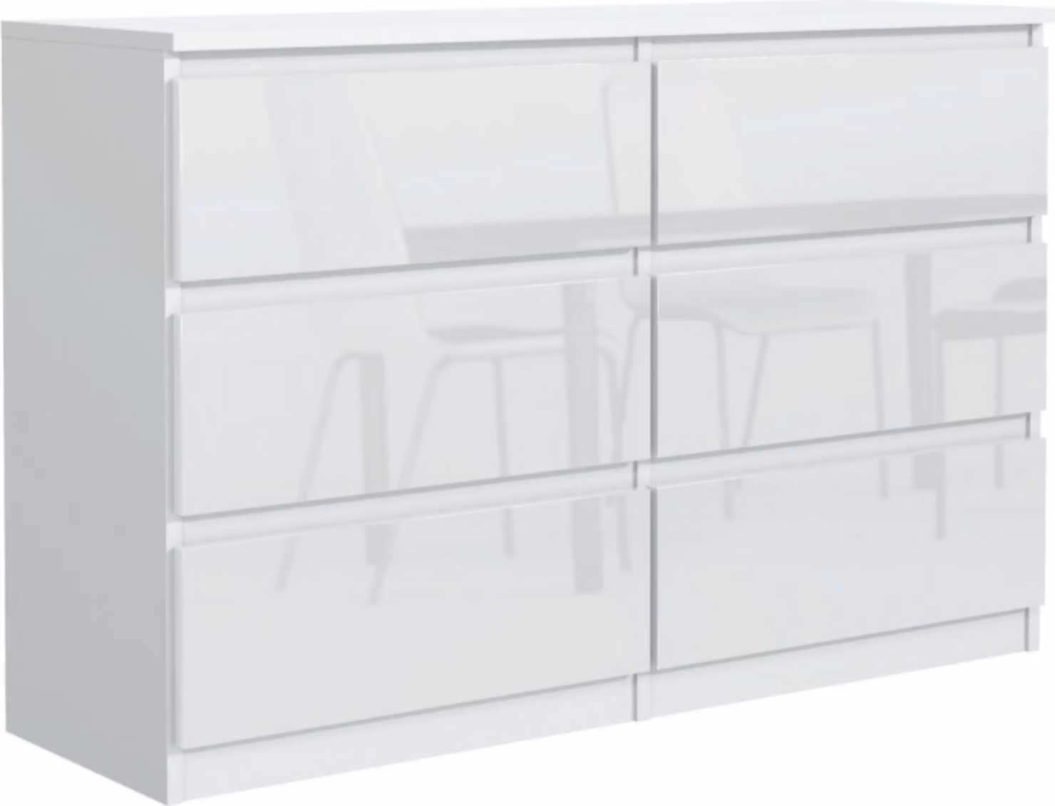 Comodino, 6 cassetti, bianco, 140 x 78 x 39 cm