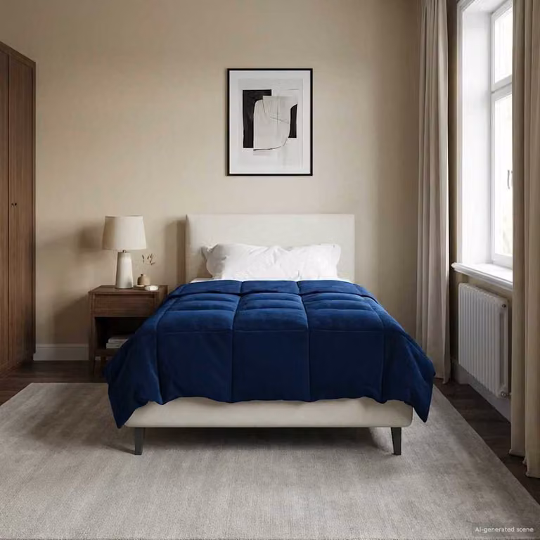 vidaXL Piumone Invernale per Adulti in Fibra Traspirante e Reversibile, Blu, L/P/H: 155 x 220 cm
