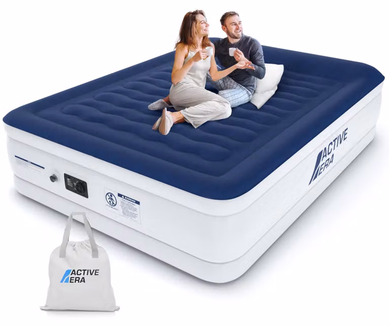 Letto matrimoniale gonfiabile con pompa e cuscini, dimensioni 150x200x36,5 cm