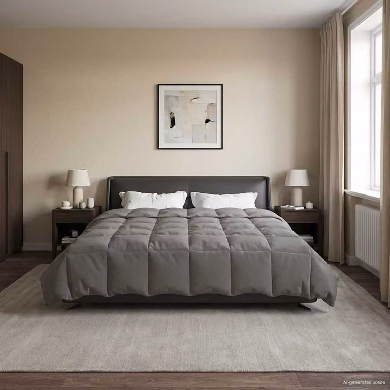 Piumino Estivo vidaXL in Microfibra Reversibile e Traspirante, Grigio, 200 x 200 cm