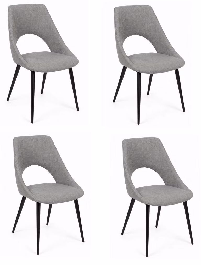 Set di 4 sedie da pranzo in stile scandinavo, colore grigio, rivestite in tessuto, con ampie aperture per una maggiore ventilazione