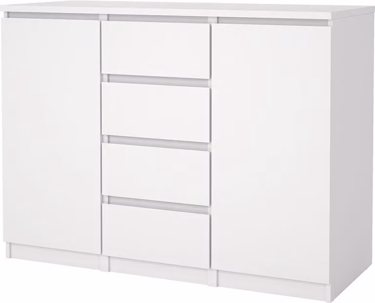 Credenza Naia 2 ante 4 cassetti bianco.