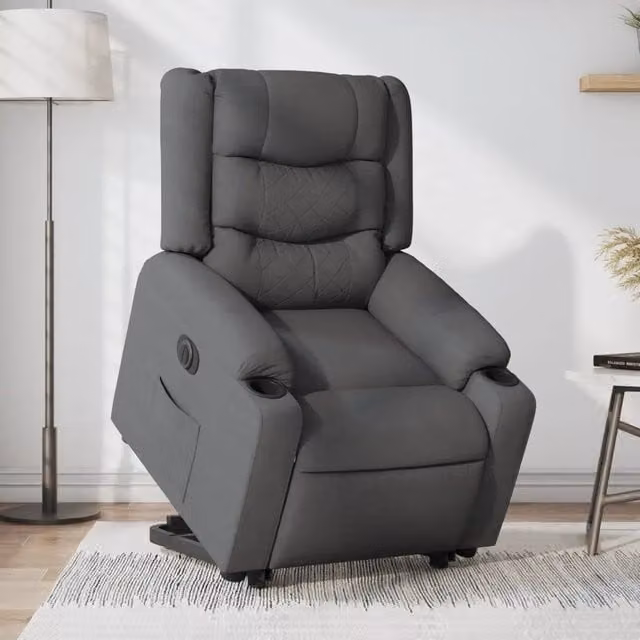 Poltrona Alzapersona Elettrica Reclinabile vidaXL Grigia con Braccioli e Funzione Auto-Return per Senior – 1
