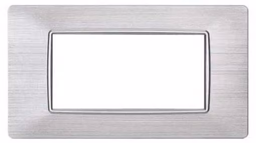 Placca compatibile Vimar Plana 4 moduli plastica colore argento satinato Ettroit EV85415