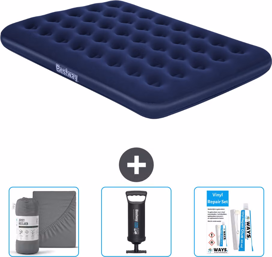 Materasso gonfiabile Bestway - Letto francese - 137 x 191 x 22 cm - Blu - Accessori inclusi