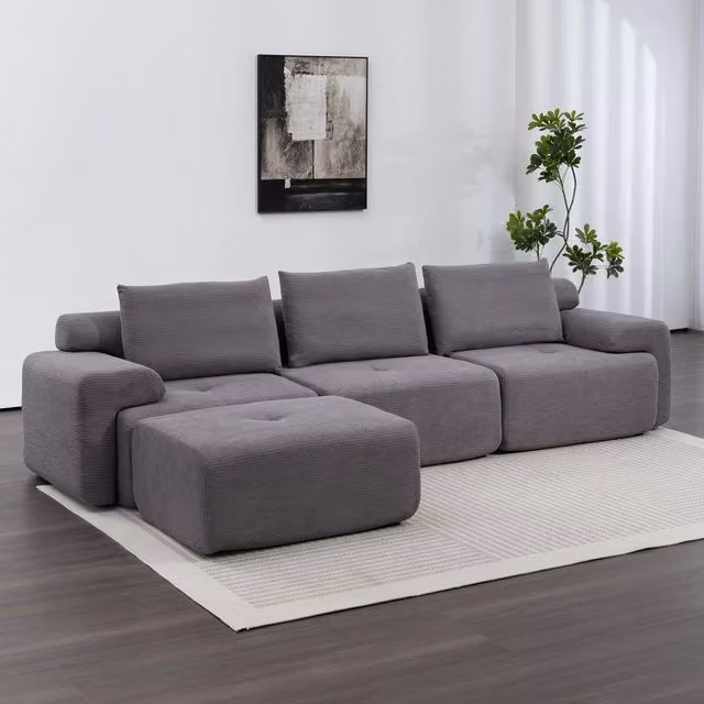 Divano Angolare Letto Modulare ¨C MINIMAL ¨C Tessuto Corduroi, Convertibile