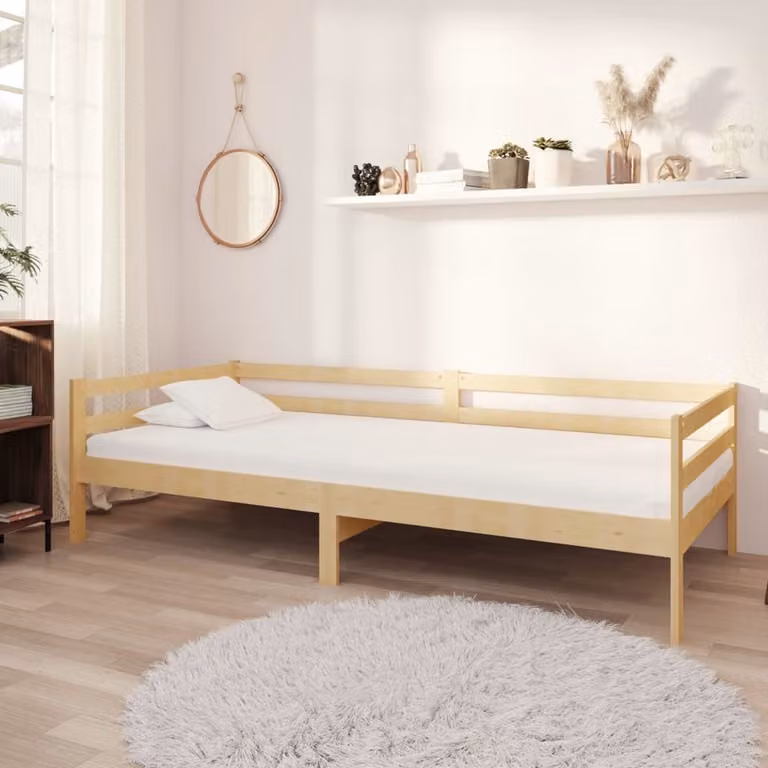 The Living Store Letto da giorno con materasso 90x200 cm in legno di pino massiccio