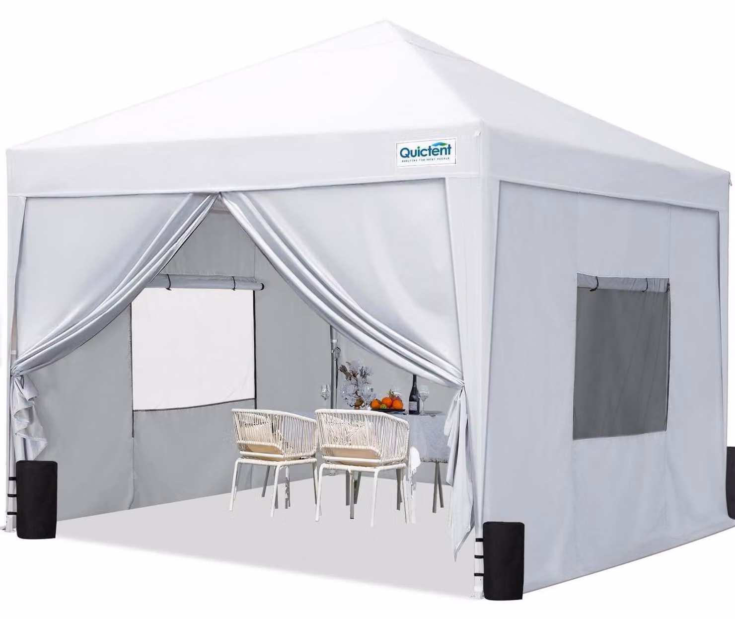 Gazebo pop-up impermeabile 3x3 metri, con pareti laterali, protezione UV 50+, struttura in acciaio, colore bianco