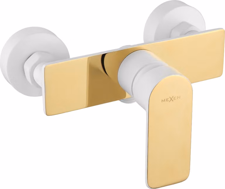 Mexen Alfa batteria doccia, bianco/oro - 745740-25