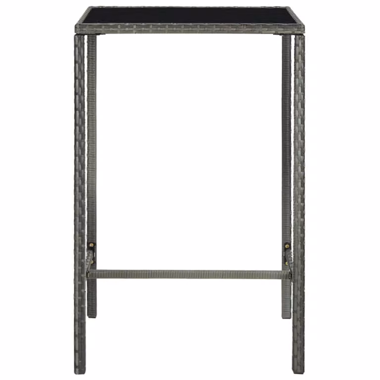 vidaXL Tavolo bar da giardino grigio 70x70x110 cm in poly rattan e vetro