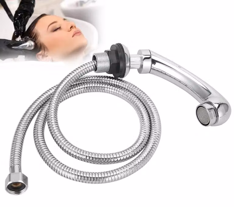 Set per doccia con soffione, erogatore di shampoo, tubo flessibile per lavandino e ugello
