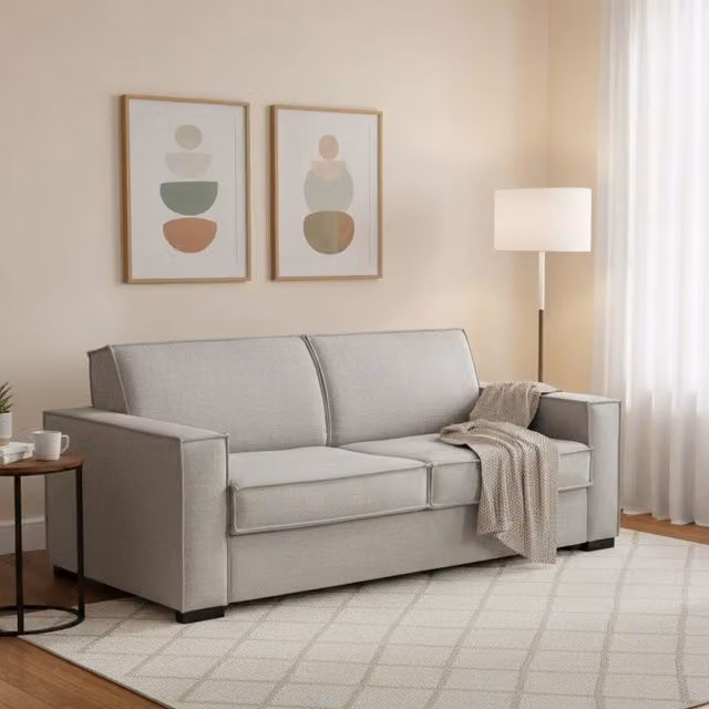 Divano Letto Alisa Talamo Italia, Divano 2 Posti Large con Apertura Girevole, Rivestimento in Tessuto Grigio, L: 180 cm, P: 95 cm, H: 90 cm