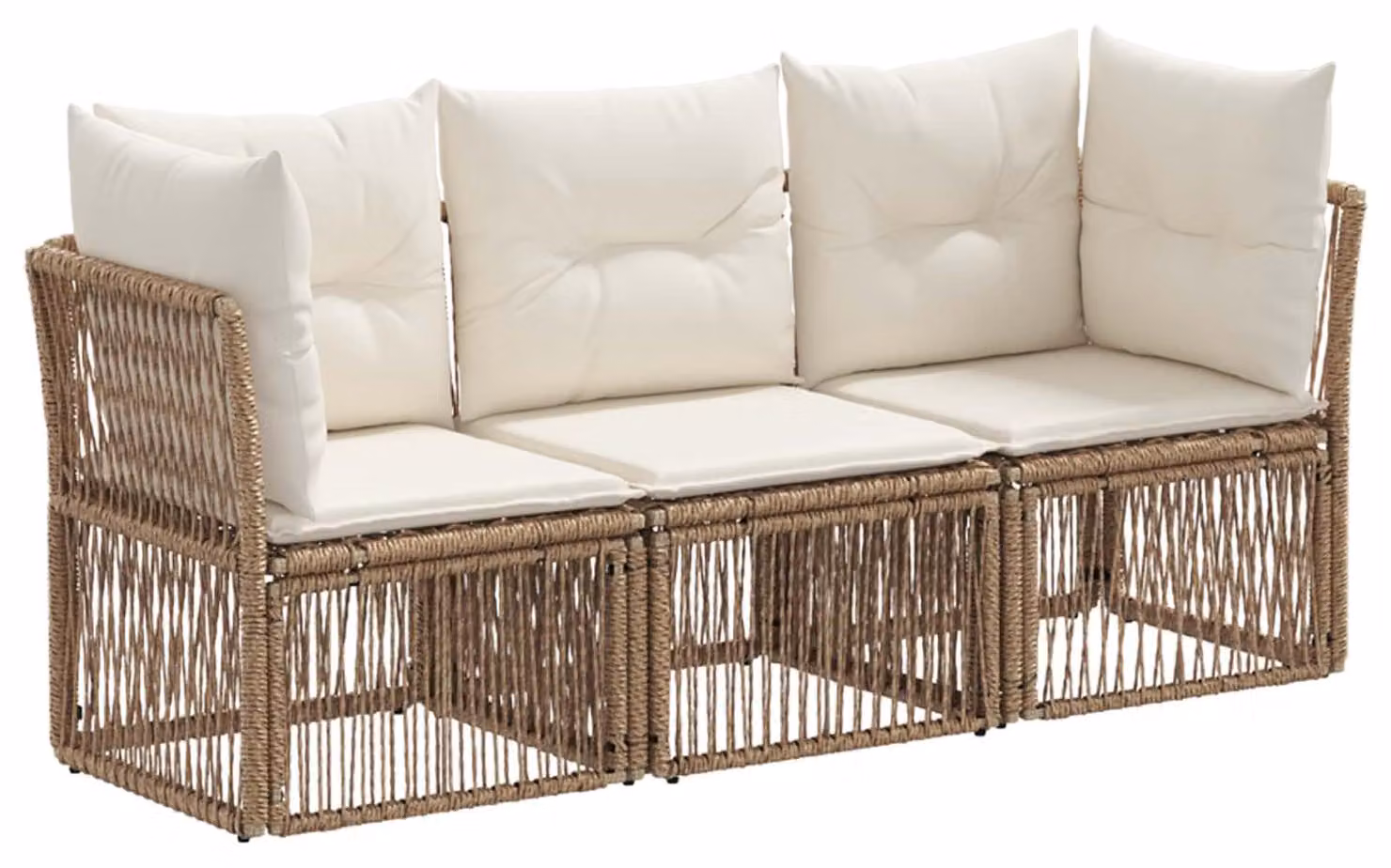 Tre poltrone da giardino in rattan sintetico color beige