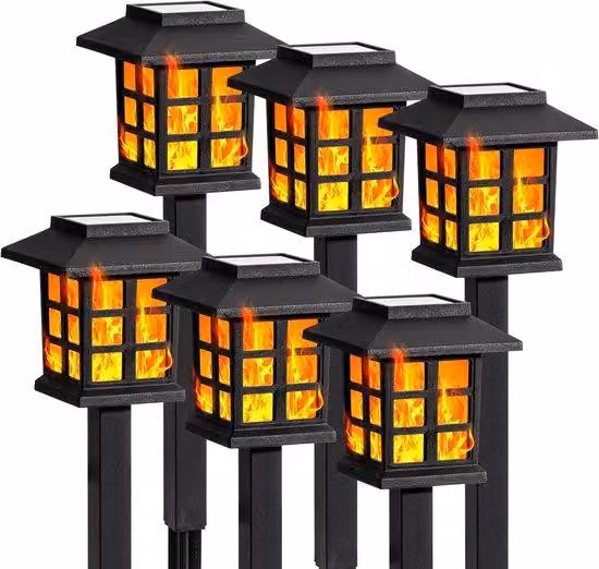 Confezione da 6 lampade LED a forma di torcia, lampade con fiamma tremolante per esterni, illuminazione da giardino impermeabile con 10 ore di autonomia, ideali per Natale, giardini, paesaggi, vialetti, terreni e terrazze